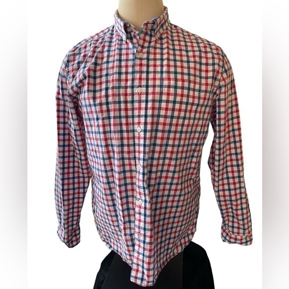 BONOBOS Standard Fit Pink Blue Checked Button‎ Down Size Large - Picture 1 of 10